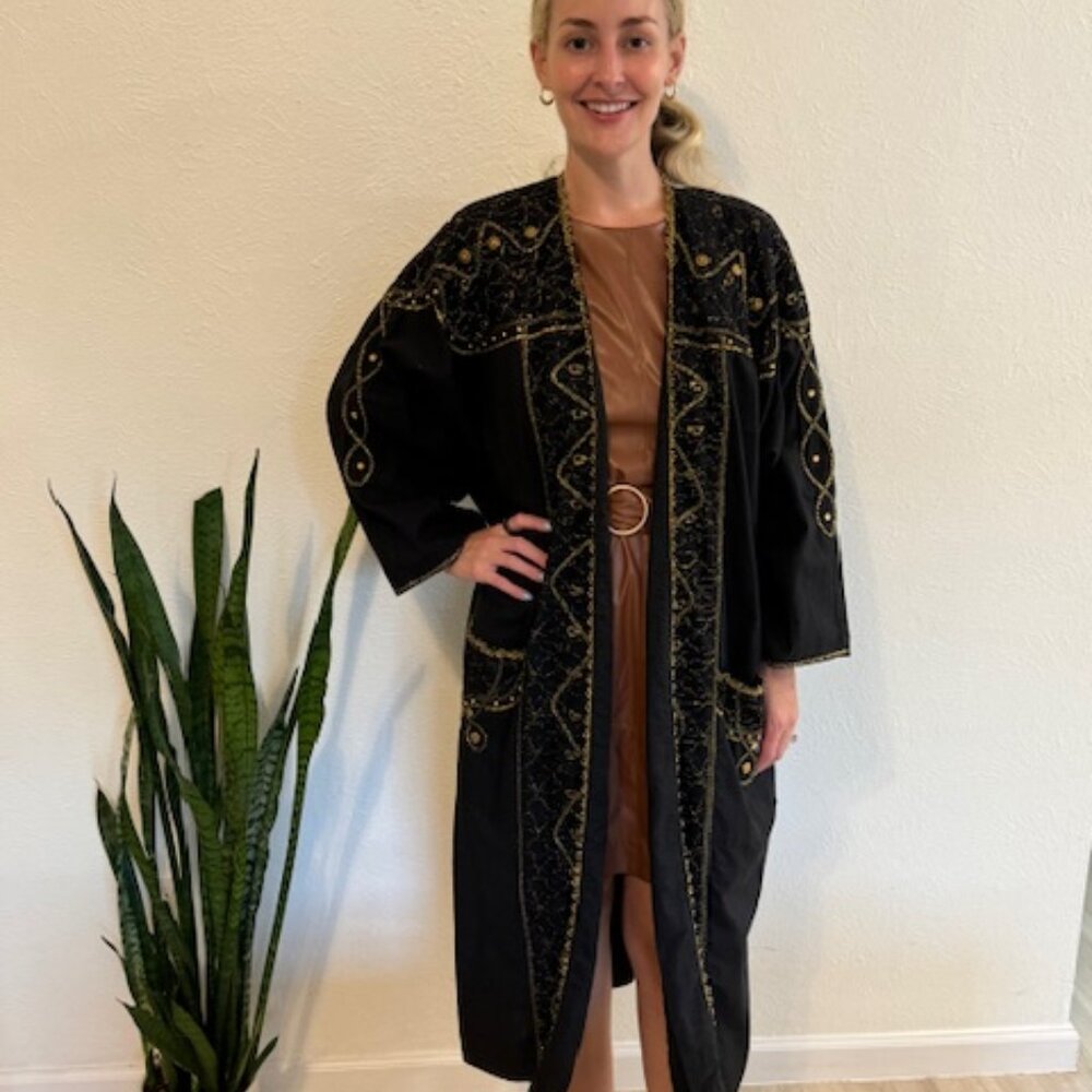 Black & Gold Heavy Cotton Coat - One Size